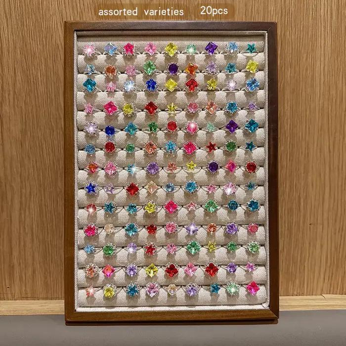 20 styles à la mode et simples avec une bague ouverte de couleur aléatoire adaptée à un usage quotid