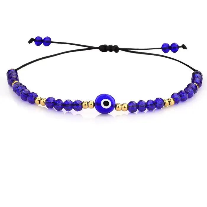 Ensembles de bracelets turcs anti-mal avec perles en résine et cristaux colorés, chaîne en corde, br