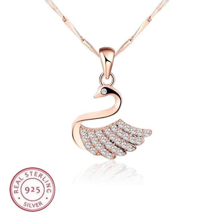 Collier pendentif en argent Sterling 925, chaînes de bijoux en forme de cygne de haute qualité pour