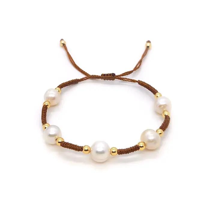 KKBEAD-Bracelet Tressé à la Main pour Femme, Bijoux de Styliste à la Mode, Perle Naturelle
