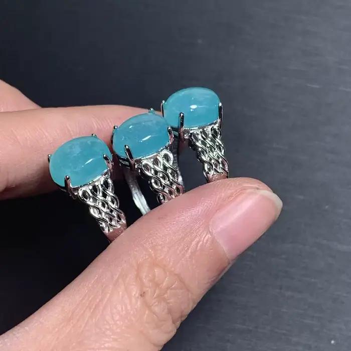 Bague réglable en Amazonite naturelle 56 pour femme, bijoux de haute qualité, style vintage, vente e