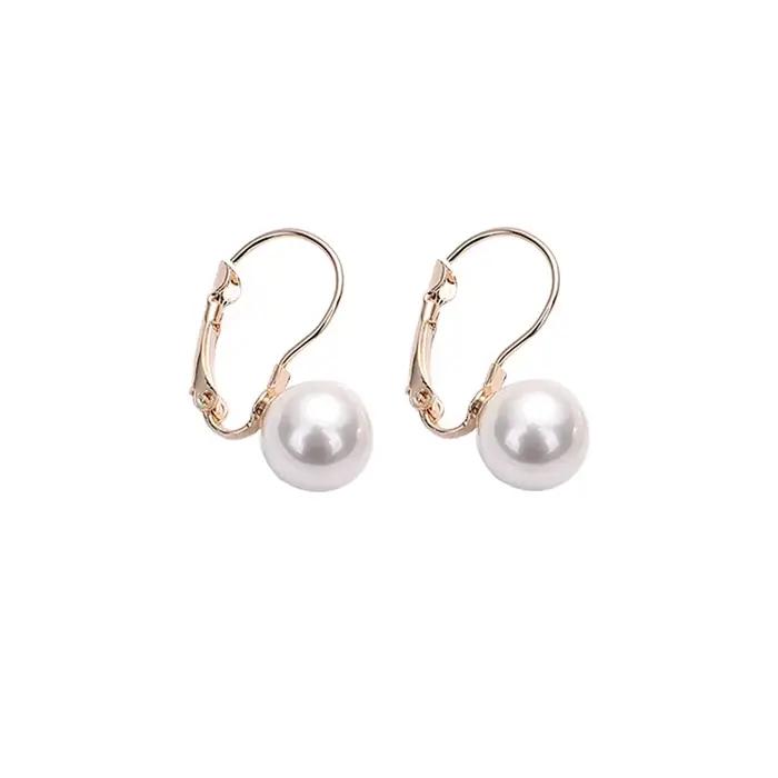 Boucles d'oreilles rondes simples en perles blanches pour femmes, boucles d'oreilles boule, Europe e