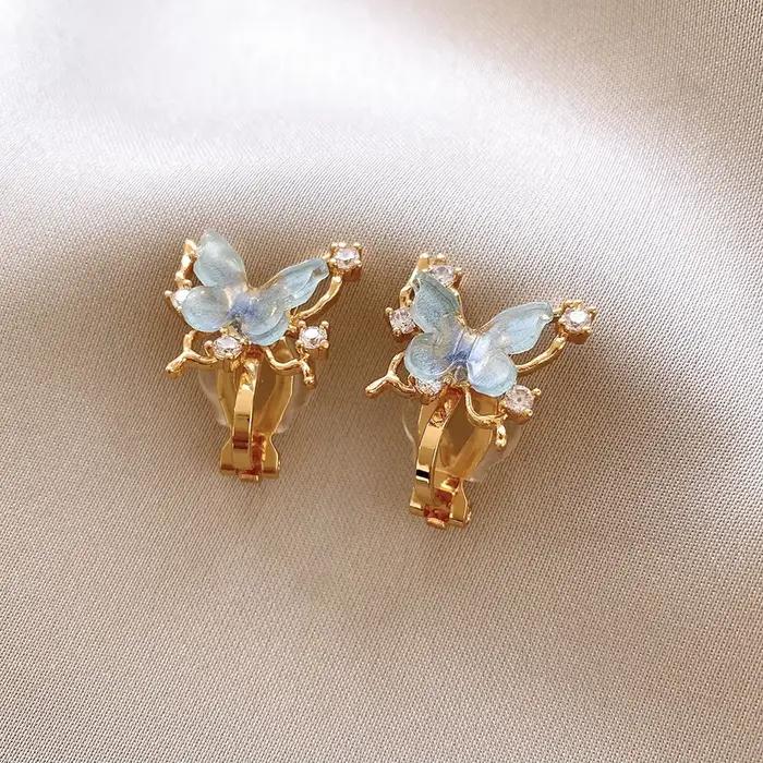 DREJEW Zircon papillon oreille pince pour femmes sans Piercing 2025 lumière luxe pince boucle d'orei