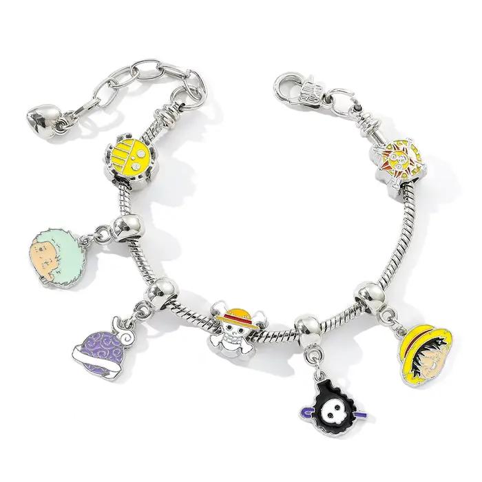 Bracelet en métal créatif et mignon, style One Piece, pour couple homme-femme, cadeau anime