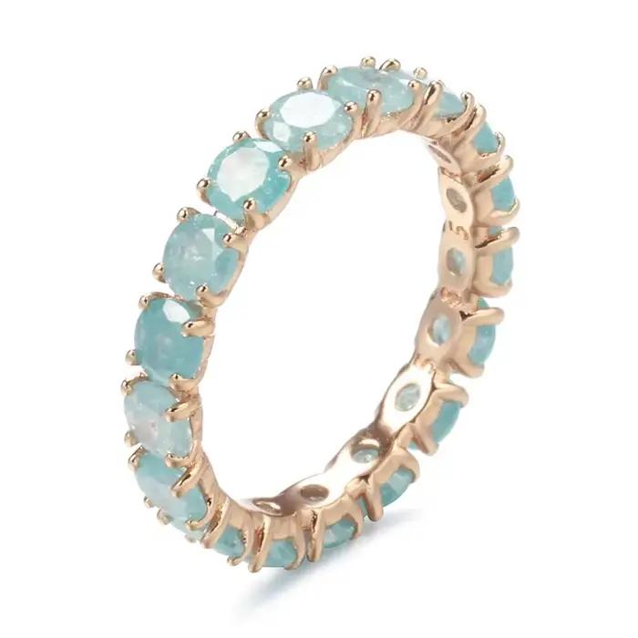 Wbmqda-Bague en pierre narmulticolore pour femme, bijoux en or rose, rose, bleu, vert, naturel, Zcom