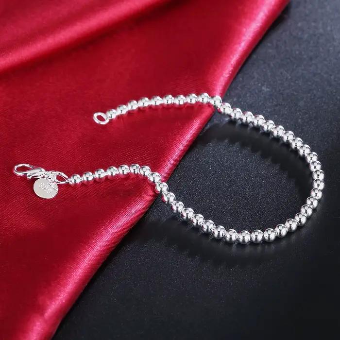 Bracelets en argent Sterling 925 pour femmes, couleur or 18 carats, chaîne de perles de 4MM, à la mo