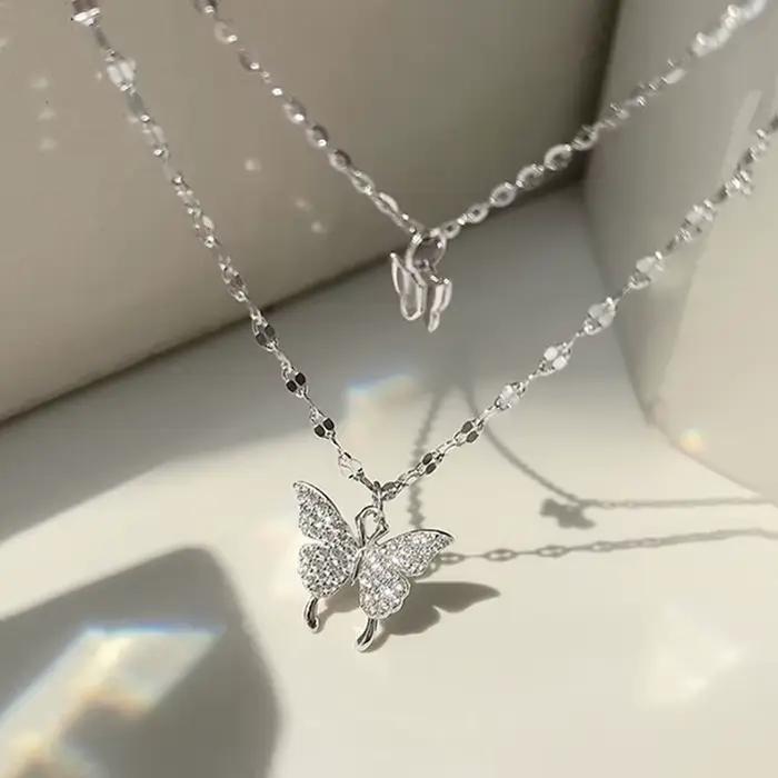 LATS – collier rond brillant, couleur or Rose, chaîne de clavicule Double couche exquise, bijoux pou