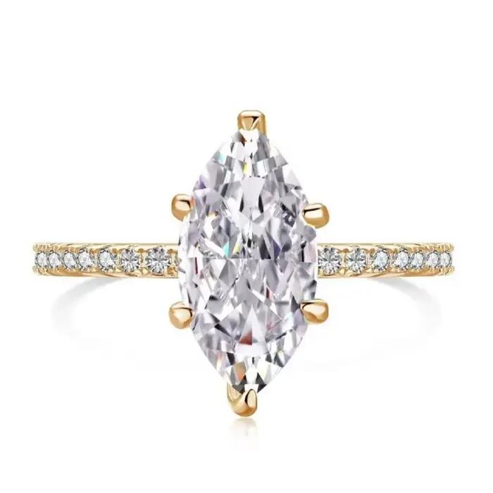 Bague Marquise en diamant Moissanite véritable GRA 2ct pour femmes, en argent Sterling 925, pour fêt