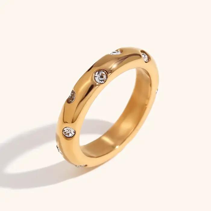 La. Muses Rotterdam-Bague plaquée or 18 carats pour femme, bijoux fantaisie, acier inoxydable, conia
