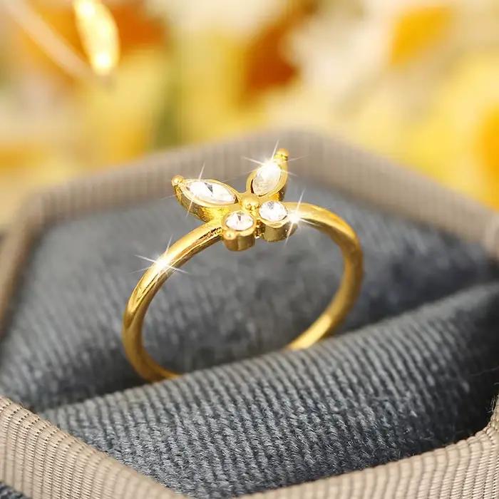 Bague Papillon Élégante pour Femme, Style Français Exquis, Tendance, Accessoire de Doigt Populaire T