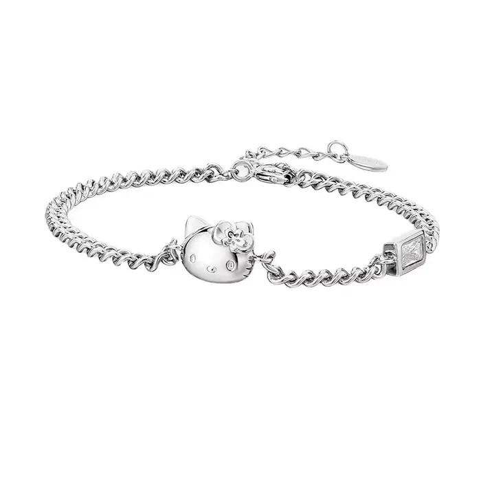 Bracelet de luxe Hello Kitty en cristal pour femmes, bracelets à chaîne tendance, bijoux en strass,