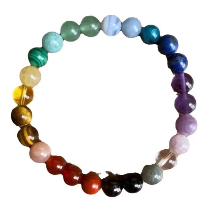 Bracelet bohème en pierre arc-en-ciel, à portée de main, meilleurs vœux, pierre naturelle colorée, p