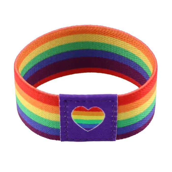 Bracelets élastiques en forme de cœur arc-en-ciel pour hommes et femmes, Bracelet d'amitié, accessoi