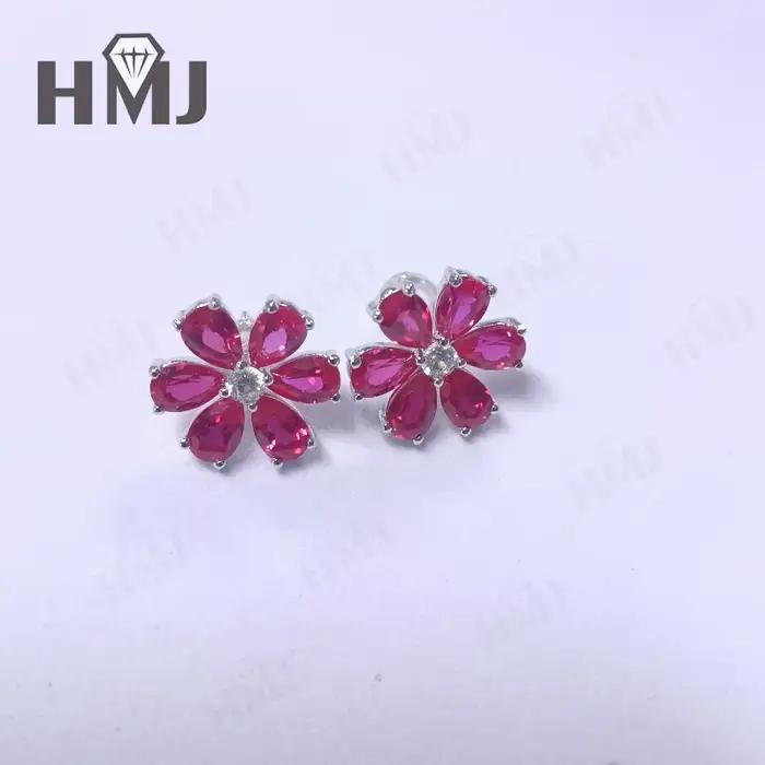 Boucles d'oreilles en pierres précieuses taille poire, rubis/saphir/Padparacha, bijoux éblouissants