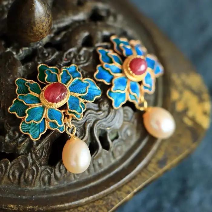 Boucles d'Oreilles Originales en Soie Dorée Everisonne pour Femme, Bijoux en Argent, Style Chinois,