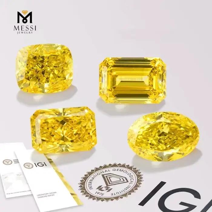 Messi-Bijoux diamants colorés CVD HPHT, couleur jaune, laboratoire, vente en gros