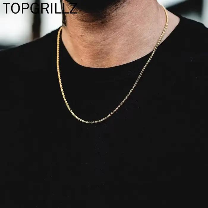 TOicalRILLZ-Collier Hip Hop Rare's JO3 mm 18 "20" 24 "30", Or Argent, Corde en Acier Inoxydable, Lie