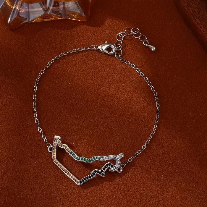 Bracelet patriotique avec carte des Émirats arabes unis en cristal, design éblouissant, finition dor