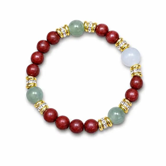 Bracelet extensible DIY en perles parfumées naturelles faites à la main, 8 mm, perles rouges avec ac