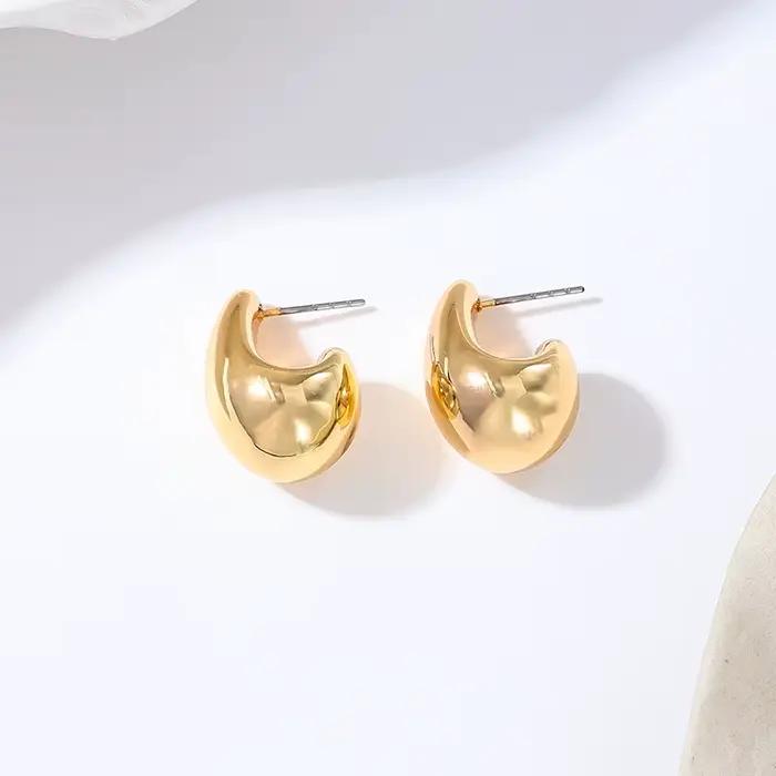 Boucles d'oreilles créoles en acier inoxydable pour femmes, cristal contre-indiqué, cercle en métal,