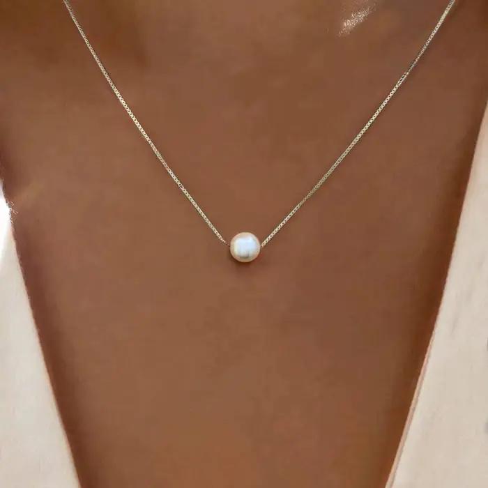 Collier de luxe en argent Sterling 925 pour femmes, pendentif en nacre blanche, 6MM 8MM 10MM, access