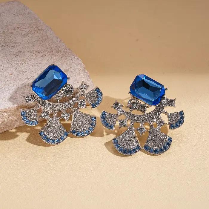 DIGADAGU métal festonné strass géométrique boucles d'oreilles nouvelles boucles d'oreilles glamour é