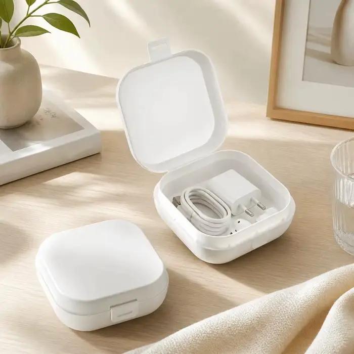Boîte à bijoux portable avec compartiment, petit organisateur de bureau, boîte de rangement carrée en plastique de grande capacité