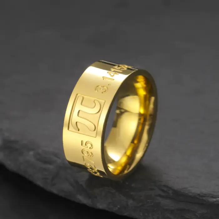Skyrim-Anneau de symboles mathématiques Pi pour hommes et femmes, matiques en acier inoxydable, 8mm de large, lettre grecque, cadeau d'amoureux des mathématiques, 3.14159