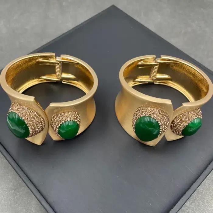 Nouveau Bracelet en Jade émeraude pour femmes strass mode personnalisé fête bijoux de mariage