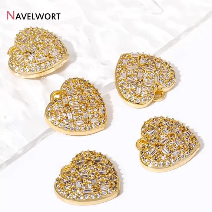 Breloques coeur plaquées or 18 carats pour bracelet et collier, accessoires exécutifs, bijoux incrustés, matériaux exécutifs