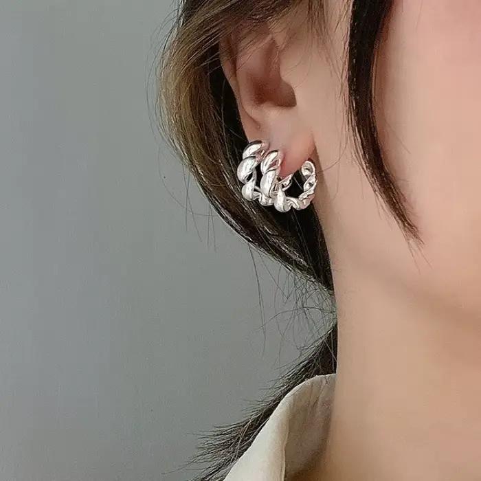Boucles d'oreilles Vintage en argent Sterling 925 pour femmes, bijoux tendance, prévention des allergies, accessoires de fête, cadeau