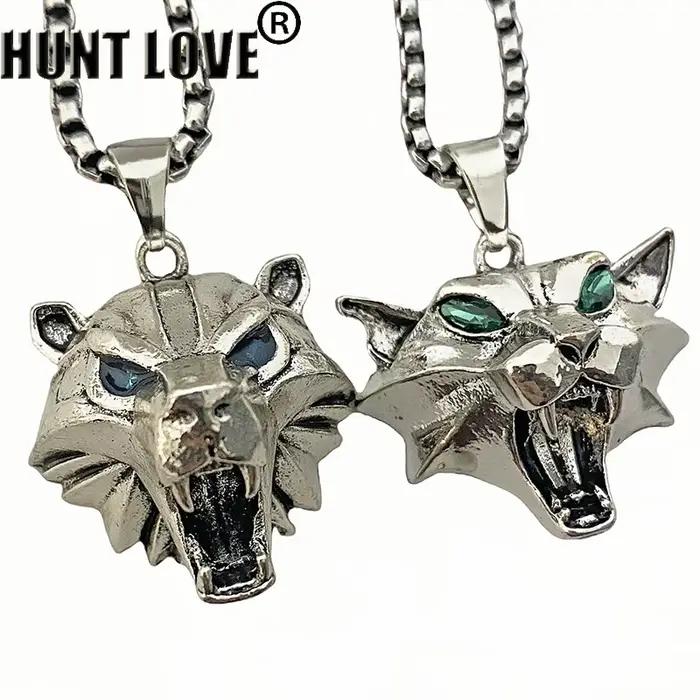 Collier pendentif ours chat animal sauvage pour femmes et hommes, bijoux gothiques vintage, jeu de magicien, luxe, biscuits, 2 pièces