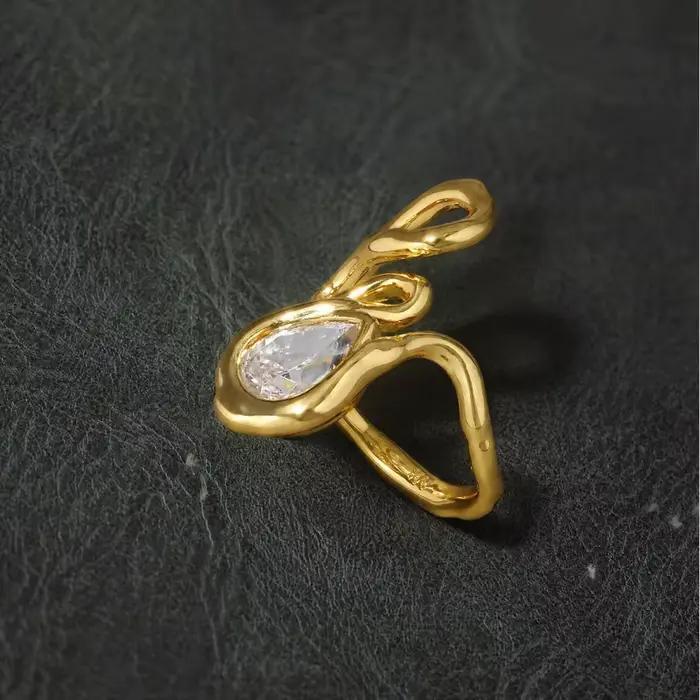 Bague AB tendance mode européenne et américaine, design rétro littéraire de niche, incrustée de strass brillants, simple et généreuse