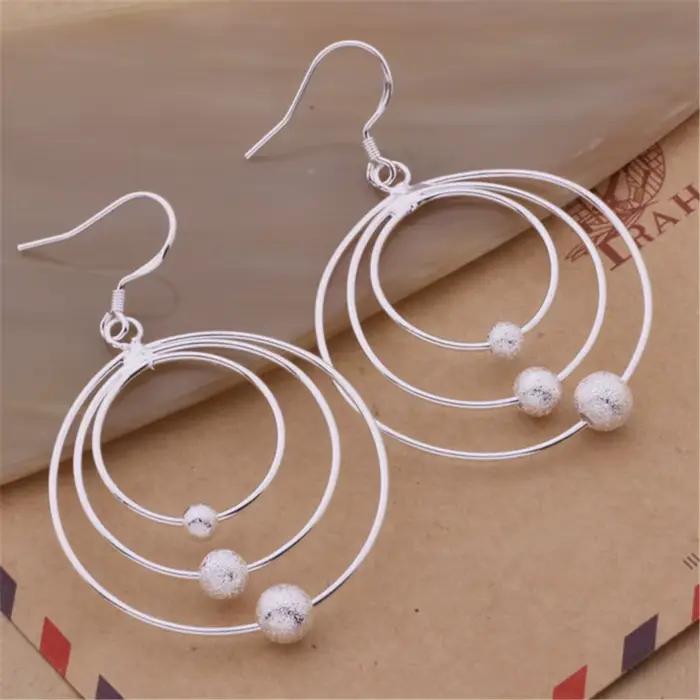 Boucles d'oreilles en argent Sterling 100% pur pour femmes, bijoux à trois cercles, perles, cadeaux de noël, fête de mariage, nouvelle collection 925