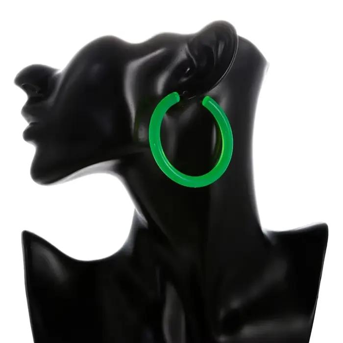 4 paires/ensemble couleur néon acrylique boucles d'oreilles ensemble pour femmes Rock Punk Fluorescent grands cerceaux ronds boucle d'oreille bijoux de fête cadeaux