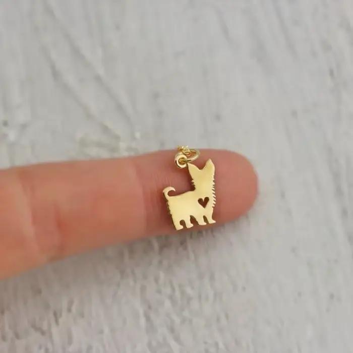 Collier en acier inoxydable dessin animé créatif chiot chien Yorkshire Terrier mignon animaux chiens colliers pendentifs bijoux pour femmes