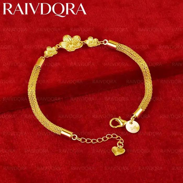 Chaîne en maille tissée en forme de fleur plaquée or 18 carats pour femmes, bijoux à la mode, accessoires de fête uniques et exquis, cadeaux d'anniversaire