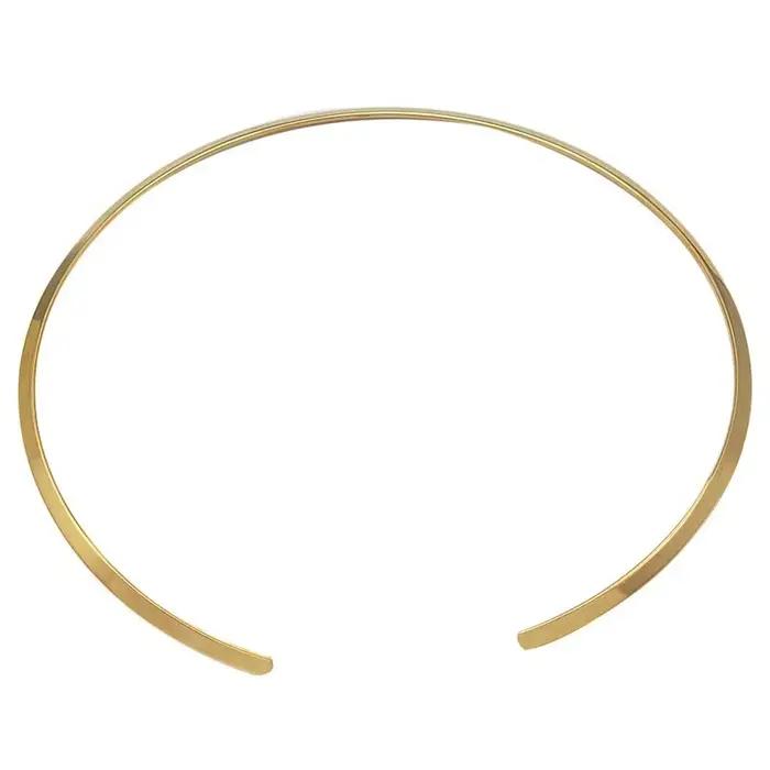 Tour de cou Torques en or sculpté, collier de forme simple, bijoux en métal Bergame, version étroite