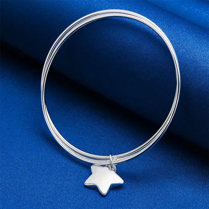 Bracelet étoile élégant en argent sterling 925, bijoux pour femmes, accessoires de mode pour mariage et fête