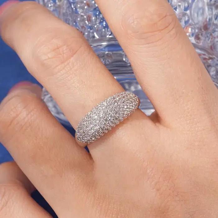 Rrjzz – bague d'éternité Vintage plaquée or 14 carats, coupe ronde, imitation diamant pavé, pour femmes et hommes, bijoux de fête quotidiens, cadeaux