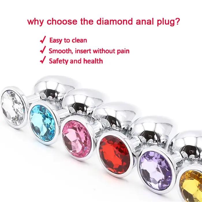 Plug Anal en métal en acier inoxydable, avec bijoux, Plug Anal en cristal coloré, jouets sexuels pour adultes, pour hommes et femmes, jeu Gay pour adultes