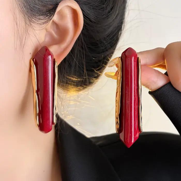 Boucles d'oreilles tendance en résine géométrique pour femme, bijoux de luxe élégants et personnalisés, clous d'oreilles imposants et originaux