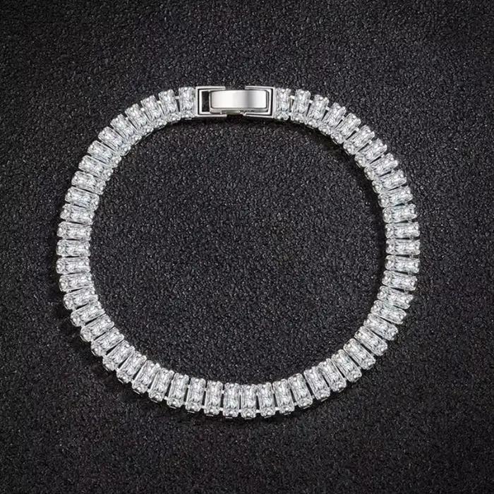 Bracelet en argent Sterling 925 pour femmes et filles, cristal de Zircon élégant, bijoux de Glamour pour fiançailles et mariage, 18CM