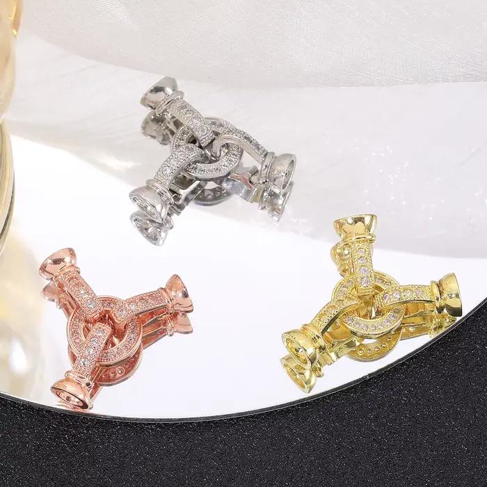 Juya collier fermetures fermoirs en or attaches pour la fabrication de bijoux fournitures pièces de luxe en Zircon Bracelets serrures accessoires perlés