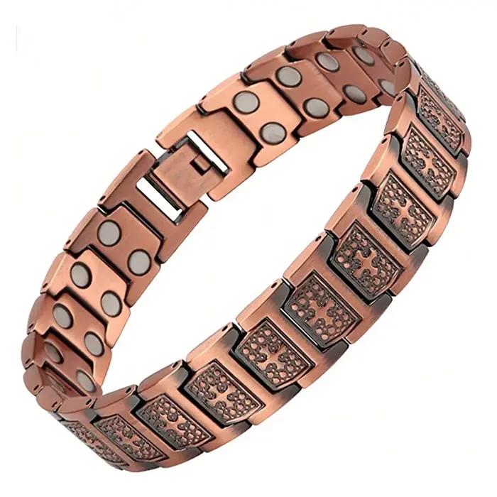 Bracelet magnétique pour hommes, 3500 Gauss, 3X force magnétique, bracelet à maillons pour thérapie magnétique, meilleur cadeau de Noël