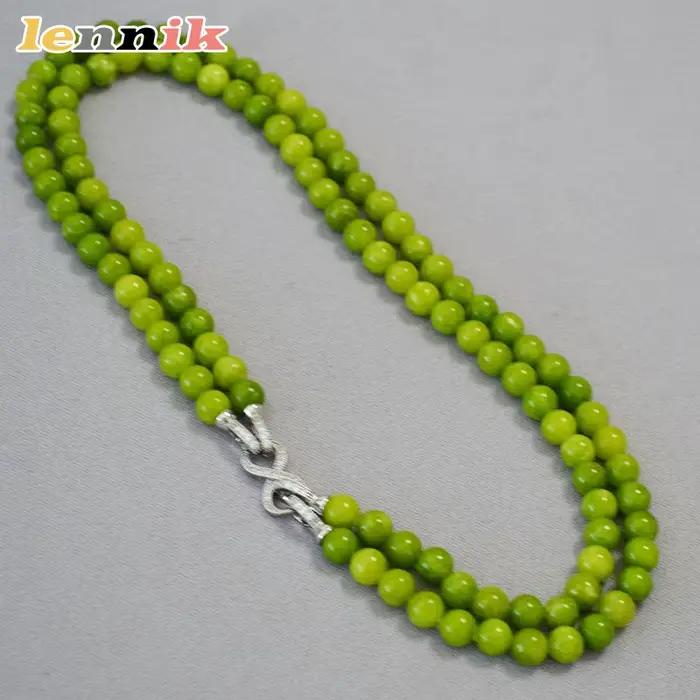 LENNIK Nouveau collier en serpentine olive de style chinois, chaîne superposée en zircon plaqué argent, réglable avec 8 fermoirs, bijoux de mode pour femmes
