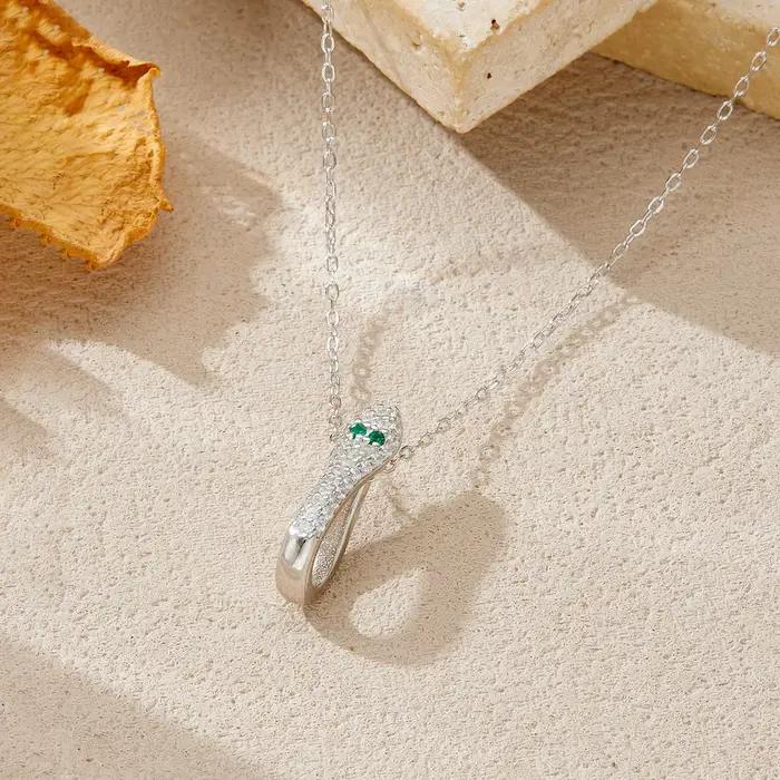 ANDYWEN 925 argent Sterling Vintage oeil vert Zircon CZ serpent collier, gothique Hip Hop Rock Punk mode bijoux femmes cadeau