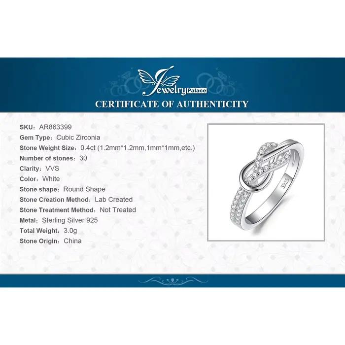 JewelryPalace nouveauté infini amour noeud pierre précieuse 925 en argent Sterling bague de déclaration pour femme mode classique bijoux fins