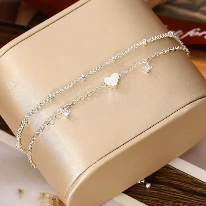 Bracelet à pendentif double couche, simple et polyvalent, accessoire cadeau d'anniversaire pour femme