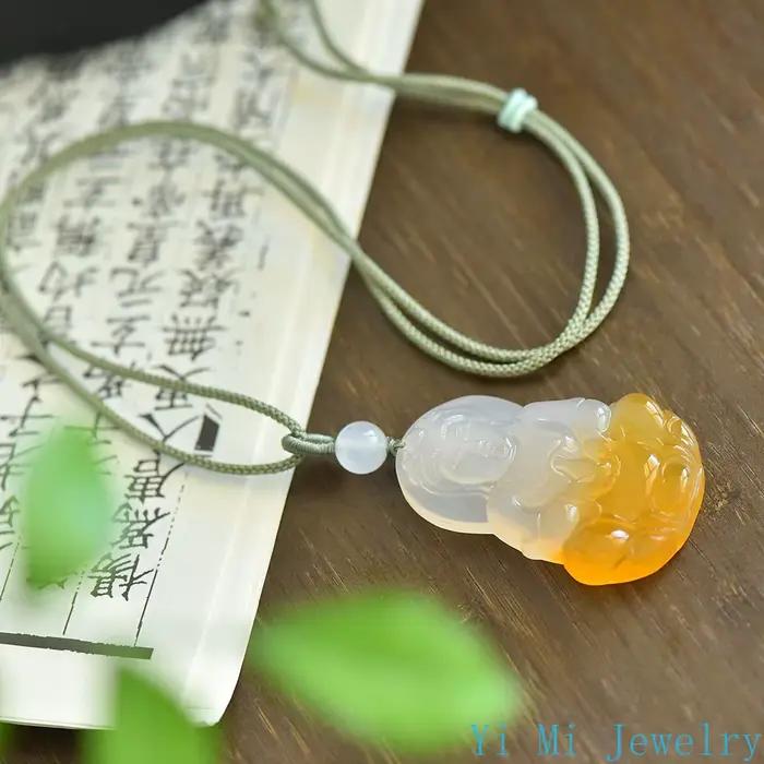 Collier pendentif en cristal naturel pour hommes et femmes, agate, calcédoine, amulette de maintien en sécurité, cadeaux de bijoux, mode Guanyin, diversifier, Feng Shui